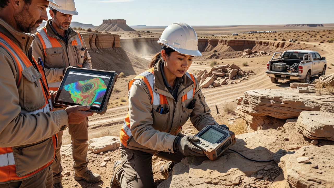 Spectral data overlay showing mineral distribution patterns across a surveyed resource site